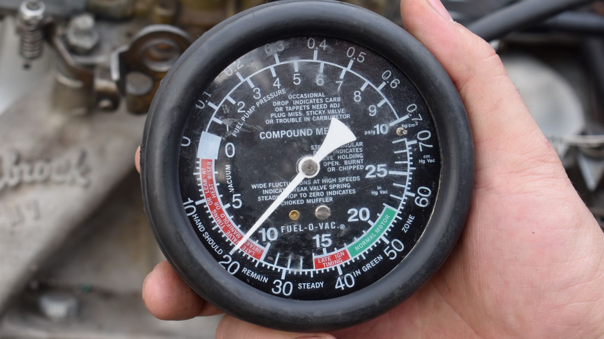 An analog vacuum gauge.