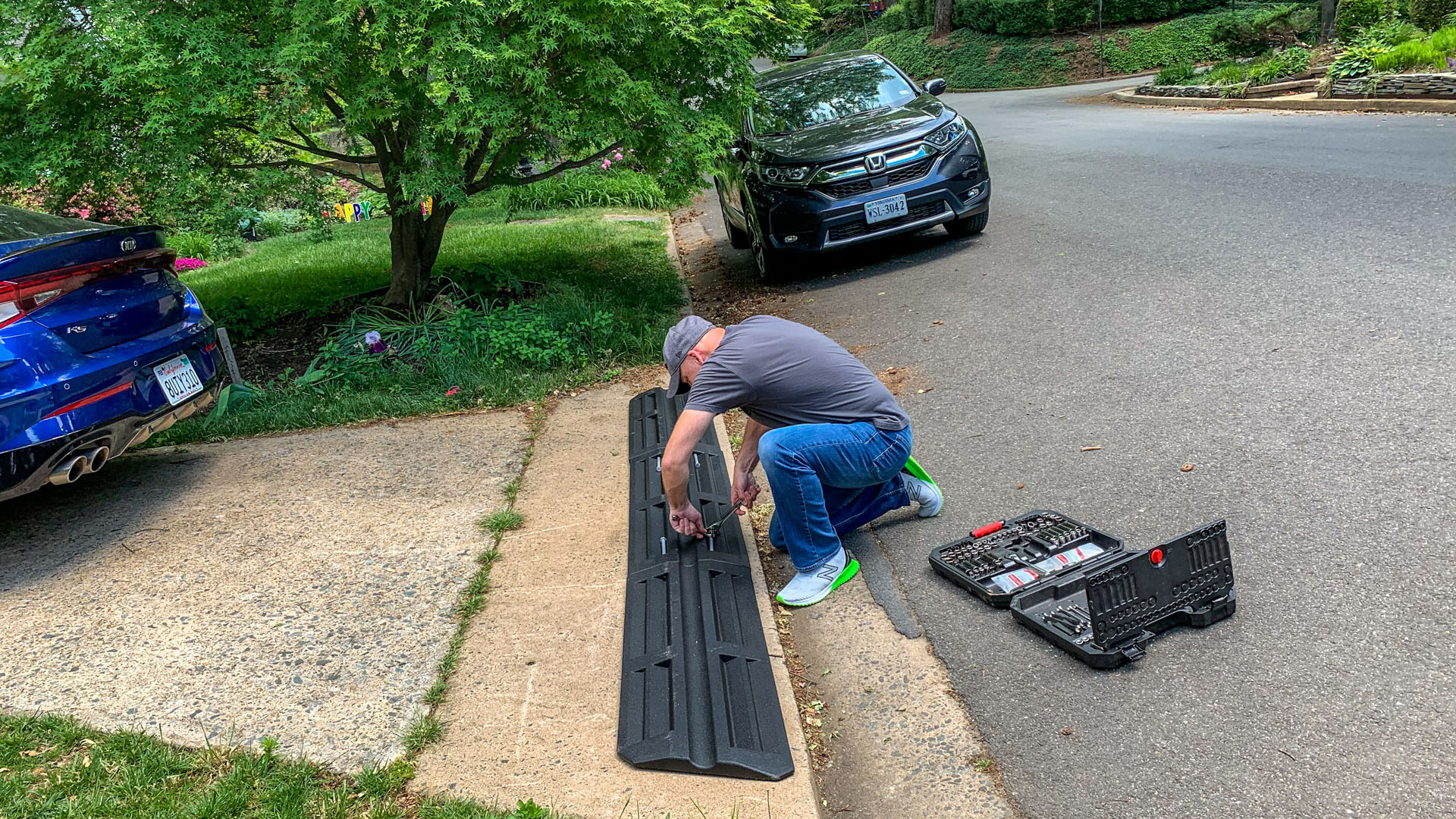 Bolting the ramps together.