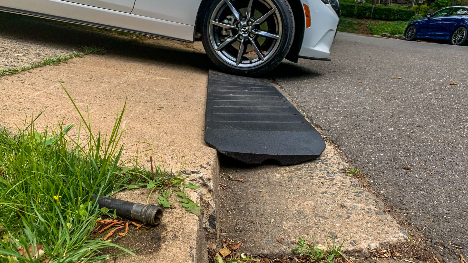 A Miata's weight atop the Bridjit ramps. 