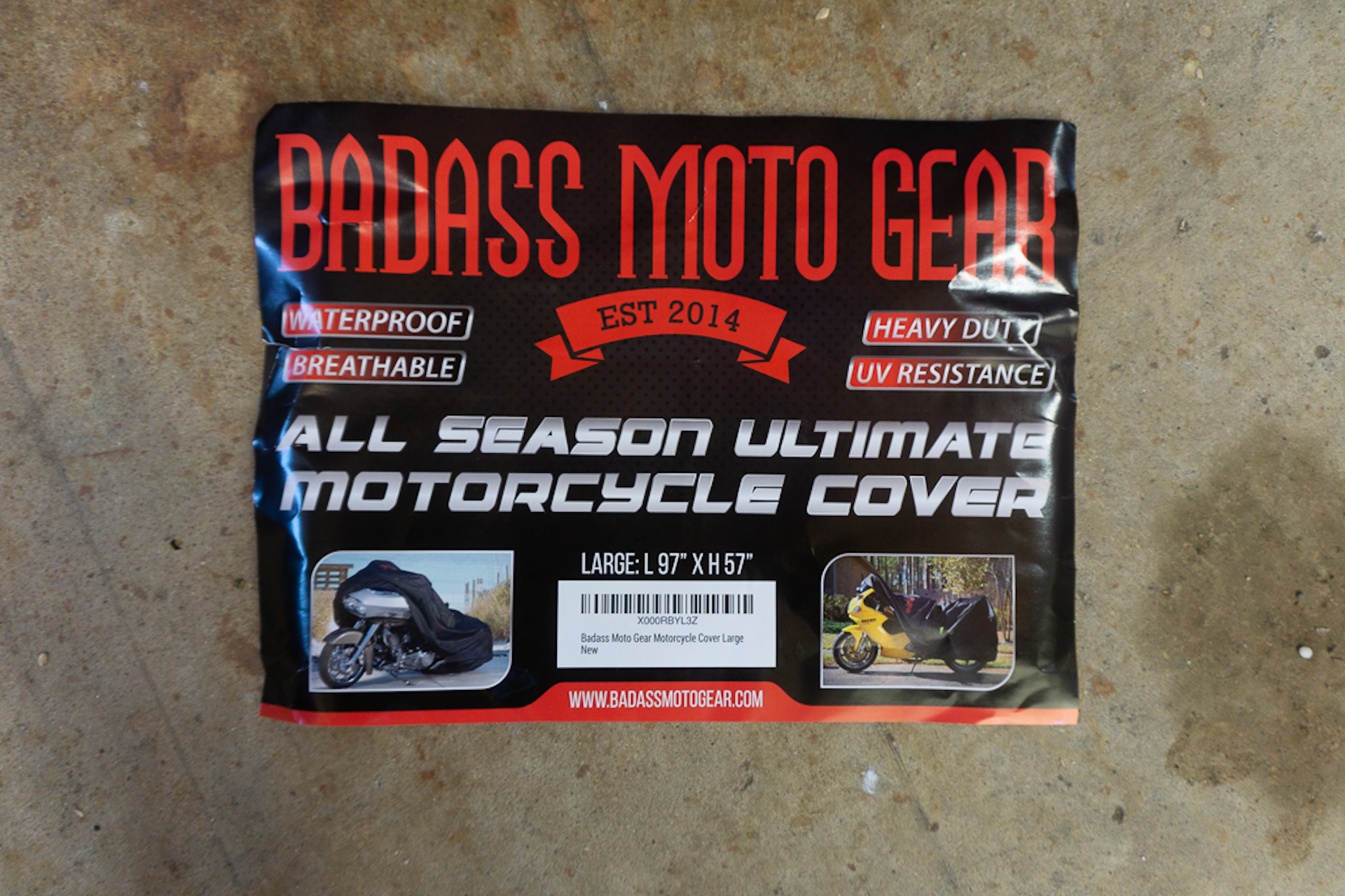 Badass Moto Gear All Season Ultimate Motorcycle Cover case.