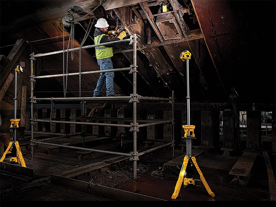 man working in dark attic