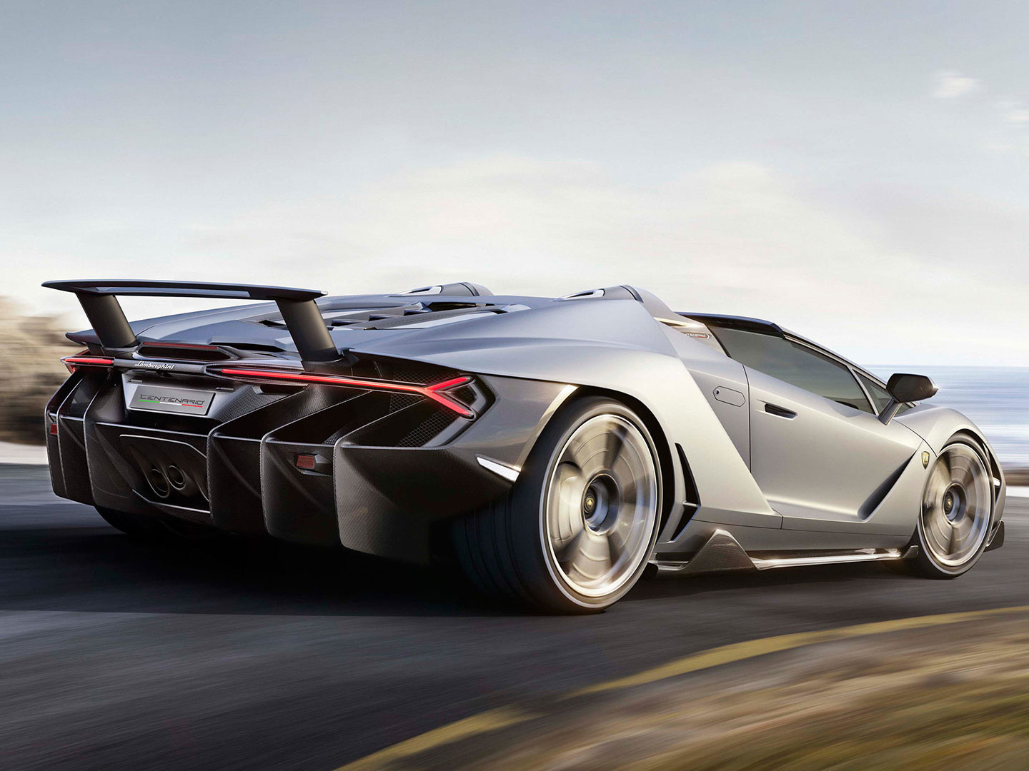 Lamborghini Centenario Roadster, rear view.