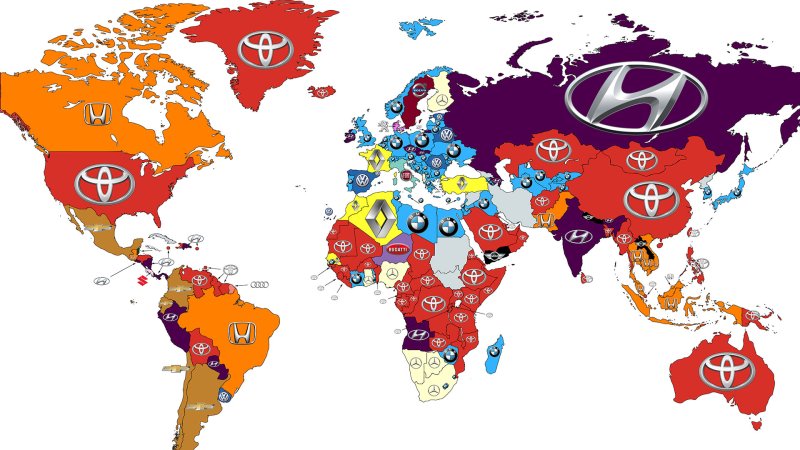 This Map Shows Every Country’s Most-Googled Car Brand in 2016