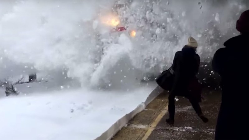 Watch an Amtrak Train Pummel Unsuspecting Passengers With Snow