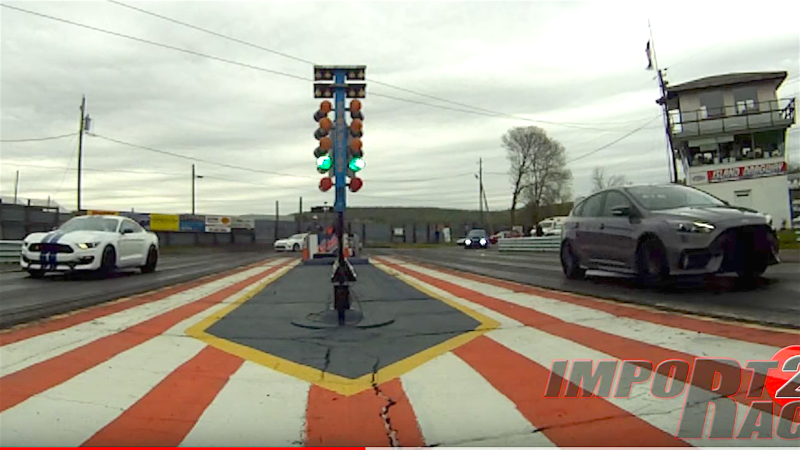 Ford Focus RS Versus Shelby GT350 Mustang Drag Race Almost Too Close to Call