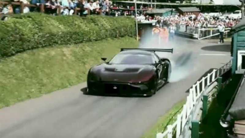 Watch This Aston Martin Vulcan Shred Its Tires Doing a Massive Burnout