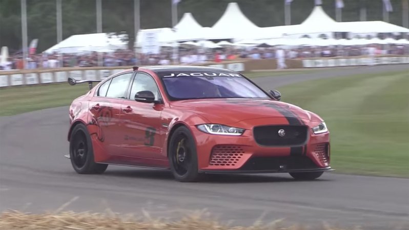 Watch the 592-HP Jaguar XE SV Project 8 Tear Up Goodwood