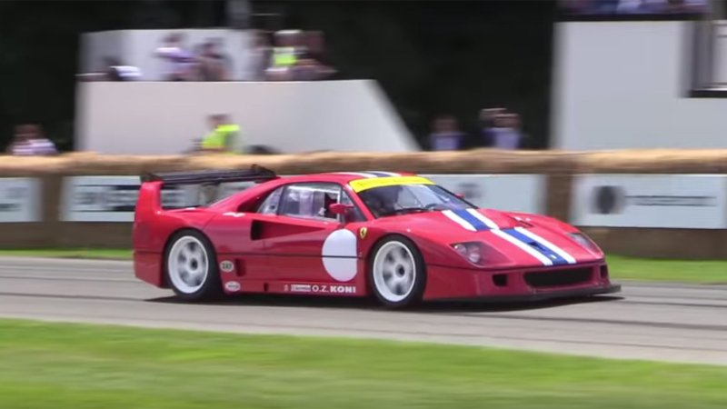 Watch This Ferrari F40 LM Shred Rubber Up the Goodwood Hill Climb