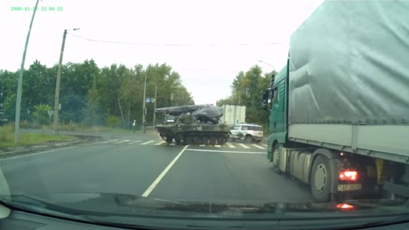 Watch This Russian Armored Transport Drift Into a Skoda