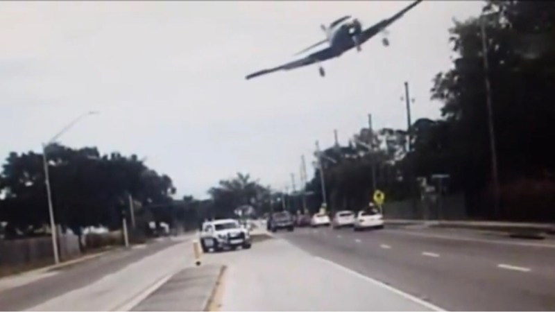 Police Dash Cam Captures Florida Man Crash-Landing Small Plane on Busy Road