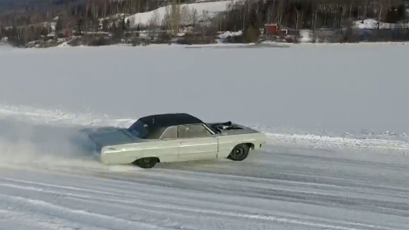 Watch This Supercharged 1964 Chevrolet Impala Ice Racer Drift Like Mad On a Frozen Lake