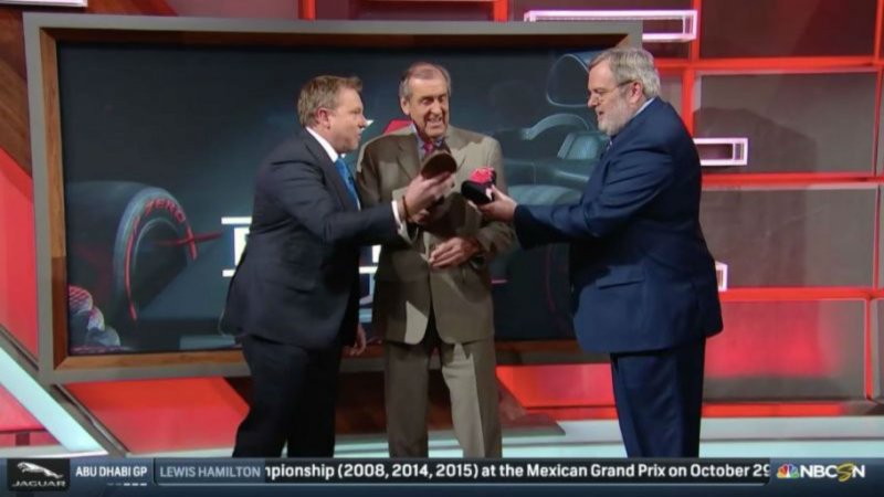 F1 Broadcasters at NBC Sports Say Goodbye With Legendary Shoey