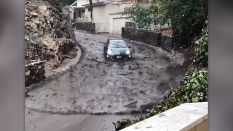 California Mudslides Turn a Toyota Prius Into an Urban Log Flume Ride