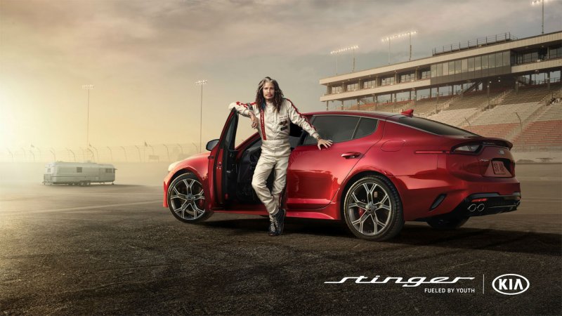 Kia’s Stinger GT Super Bowl Ad Pits Rockstar Steven Tyler Against Emerson Fittipaldi