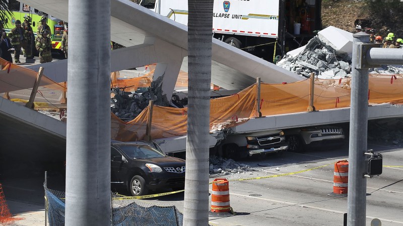 Pedestrian Bridge at Florida University Collapses onto Busy Highway, Crushing Eight Cars