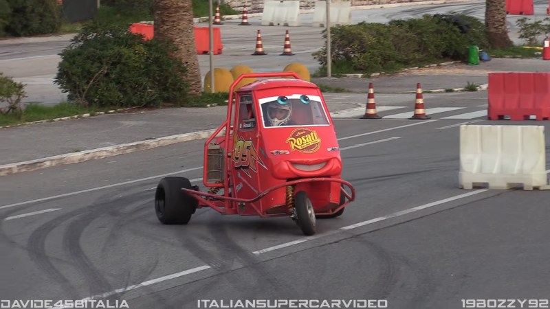 Watch This Lightning McQueen-Themed 600 cc Trike Pull Some Sick Drifts