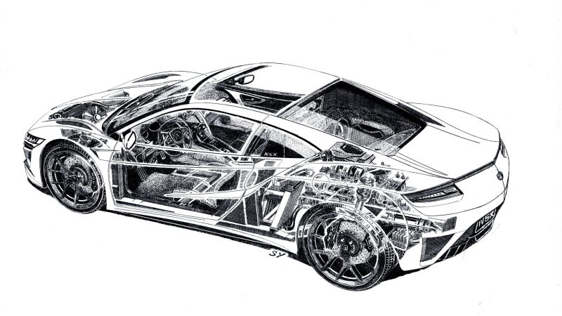 This Hand-Drawn, Ultra High-Res Acura NSX Cutaway Is a Work of Art