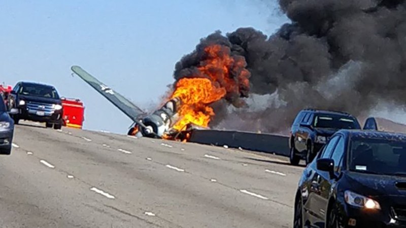 Vintage Plane With WWII-Era Luftwaffe Markings Crash Lands on California Highway