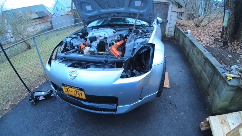 Fun-Loving Genius Is Swapping a Supercharged Hellcat V8 Into a Nissan 350Z