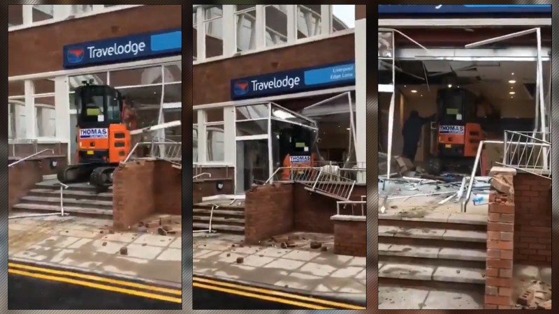 Disgruntled Employee Drives Excavator Through Freshly Finished Hotel Lobby