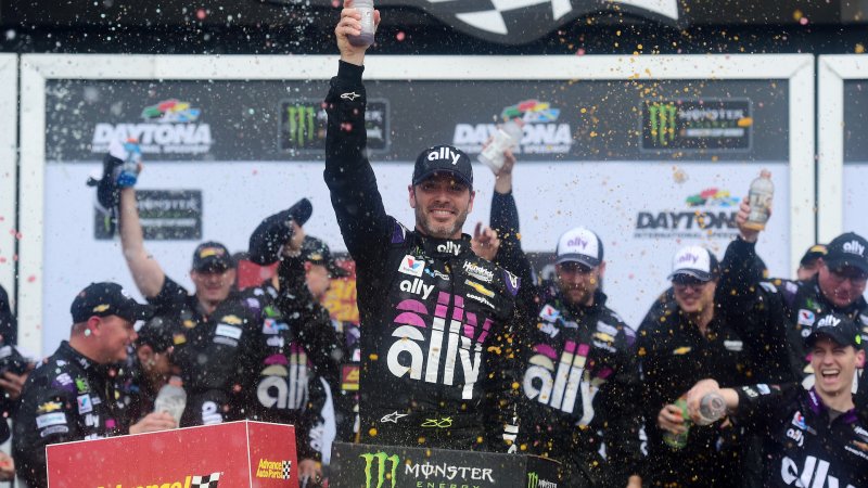 Jimmie Johnson Manages Late-Race Triumph in Rain-Soaked Daytona Clash Event