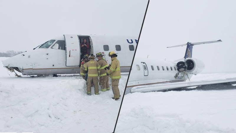 United Airlines Commuter Jet Slides Off Runway in Maine, Rips Off Wheels in Snowy Landing