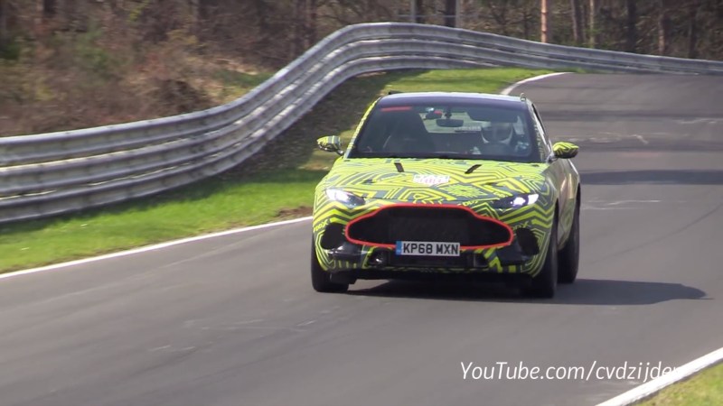 Watch a Camouflaged Aston Martin DBX Crossover Prototype Hustle Around the Nürburgring