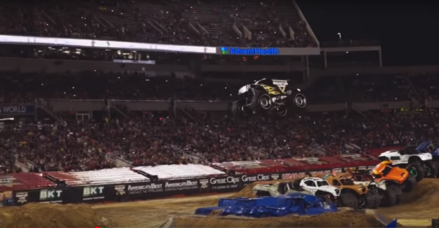 Watch a Monster Truck Pull off a Ridiculous 144-Foot-Long Jump and Break a World Record