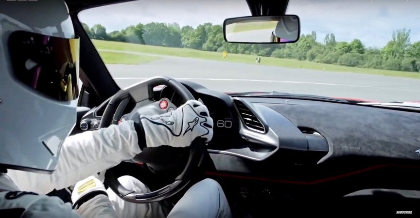 Watch Top Gear‘s Stig Manhandle a Ferrari 488 Pista Around Dunsfold Aerodrome