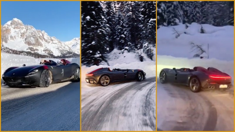 Powersliding Hero Takes $2M Ferrari Monza SP2 on Snowy Adventure