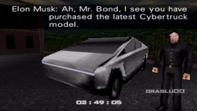 Video Game Modder Adds Low-Res Tesla Cybertruck, Elon Musk to N64’s GoldenEye 007