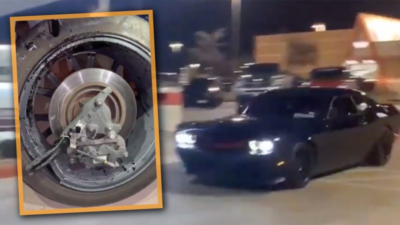 Dodge Challenger Gets Mangled in 70 MPH Parking Lot Pull