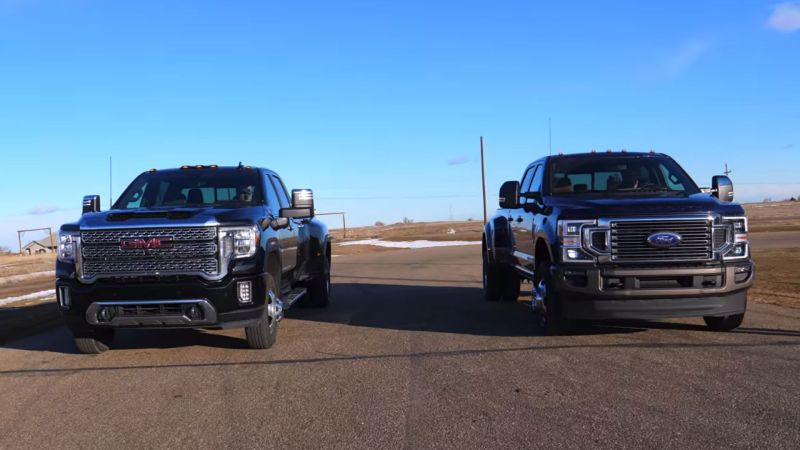 2020 Ford F-350 Smacks Down GMC Sierra HD In Diesel Dually Drag Race