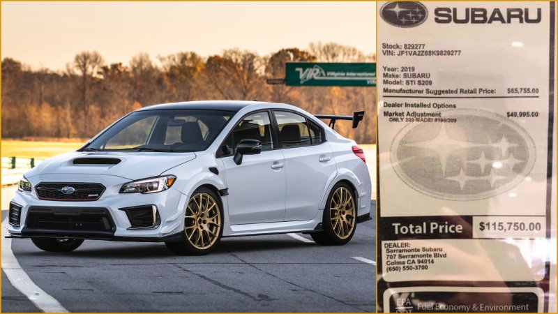 Dealership Tacks On $50,000 Markup for a 2019 Subaru WRX STI S209