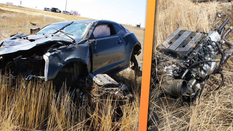 You Missed Your Chance at a Free 6.2-Liter V8 Ejected from this Crashed Chevy Camaro ZL1