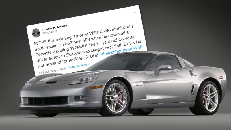Chevy Corvette Driver Arrested Doing Over Twice the Speed Limit—at 161 MPH