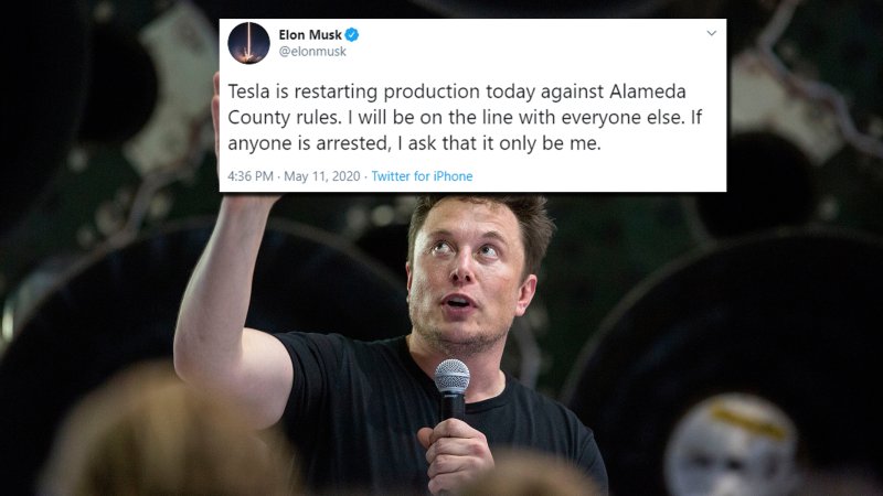 Elon Musk Asks to be Arrested As Tesla Resumes Vehicle Production in Defiance of Local Orders