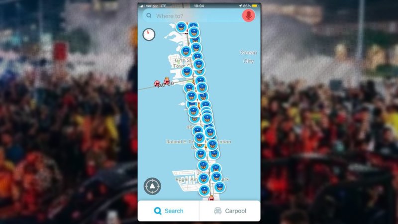 Cop-Filled Waze Screenshot From This Weekend’s Unauthorized H2Oi Car Meet Pretty Much Sums It Up