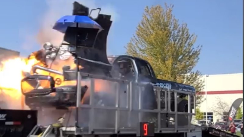 Watch This Cummins Diesel Engine Launch Itself Out of the Engine Bay at a Dyno Competition