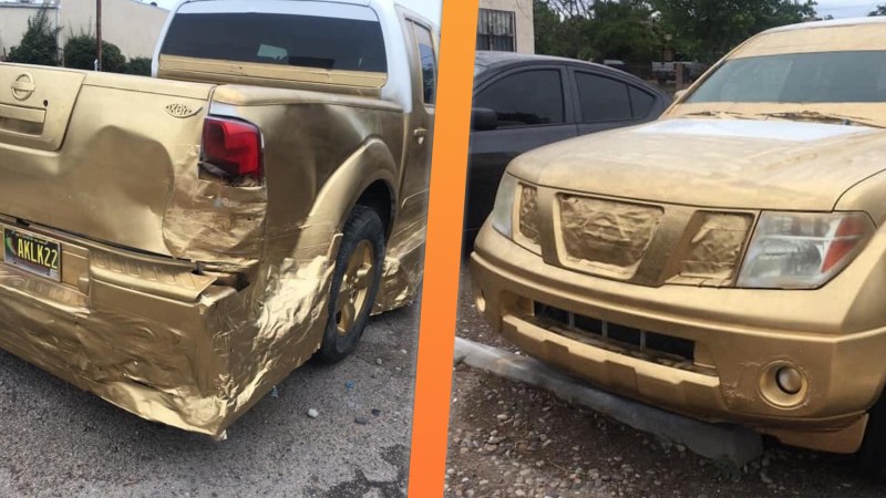 Modding a Nissan Frontier With Duct Tape and Gold Spray Paint Is a Really Good Idea, Turns Out Great