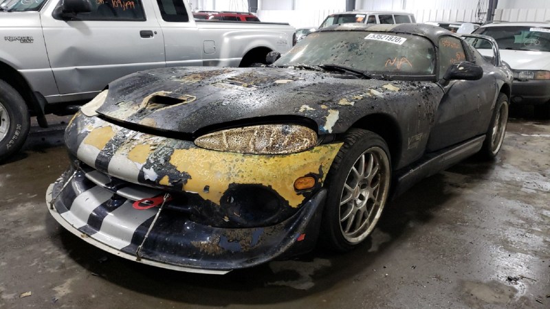 2001 Dodge Viper Roasted on an Open Fire Could Be Your Salvaged Christmas Star