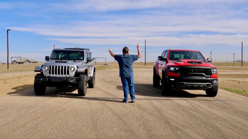 2021 Ram 1500 TRX Drag Races a 2021 Jeep Wrangler 392: Who Ya Got?