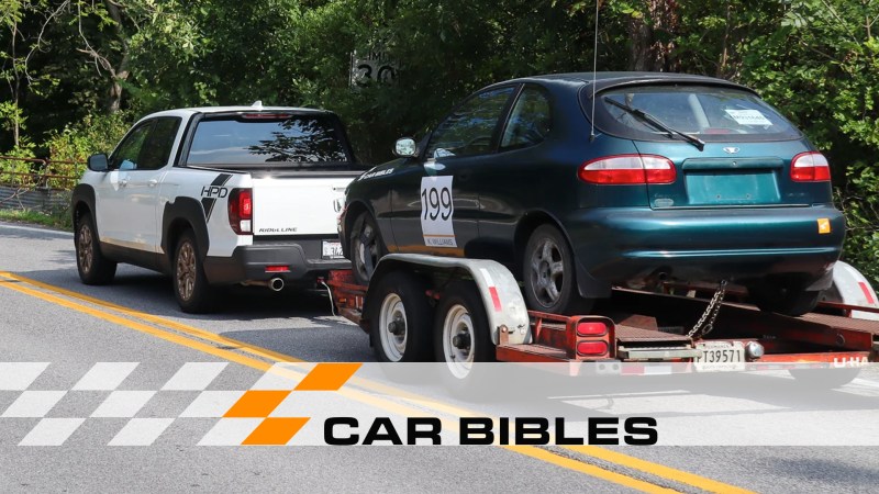 <em>Car Bibles</em> Tested the 2021 Honda Ridgeline’s Towing Limits by Hauling a Daewoo Project Car