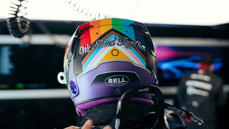 Hamilton Is Wearing a Helmet In Support LGBTQ+ Rights for Qatar F1 GP