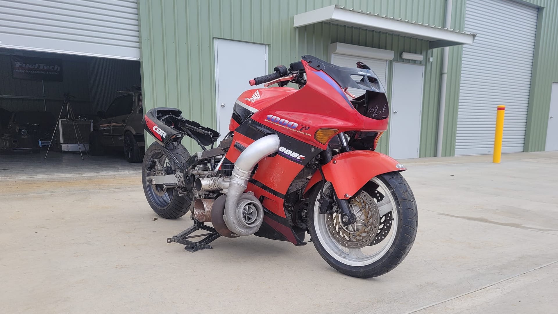 Honda K24 Swapped Street Bike Has a Huge Turbo and Just One Wheel Drive