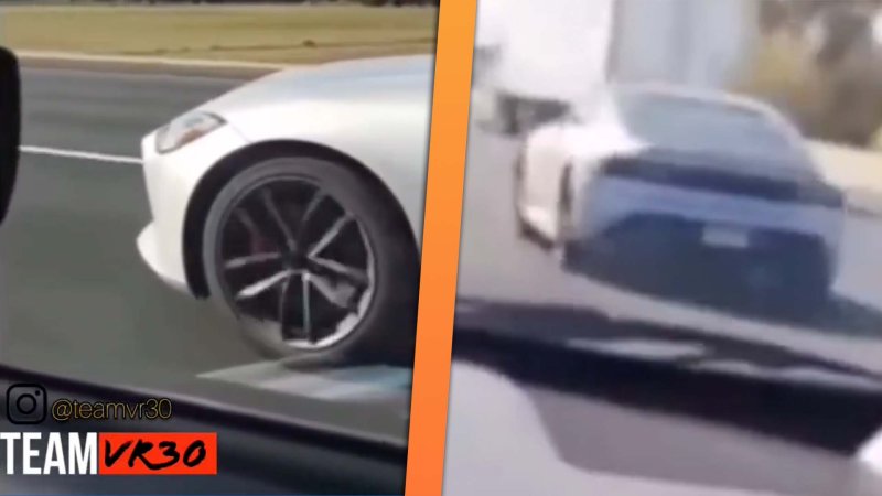 Watch a 2023 Nissan Z Prototype Gap a Subaru WRX STI on the Highway