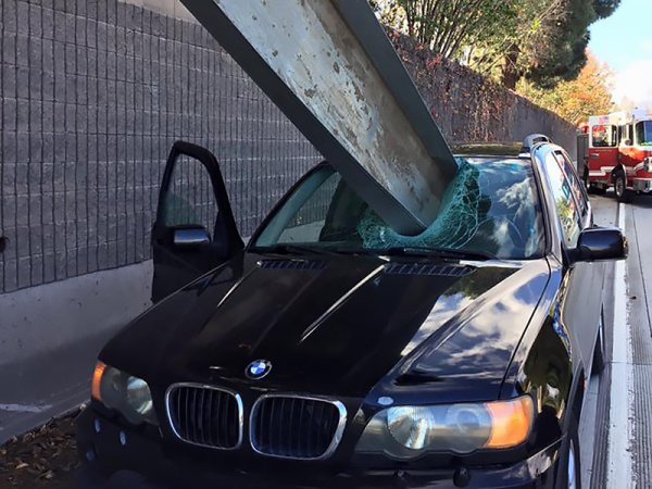 Motorist Narrowly Dodges Impalement by Steel Beam