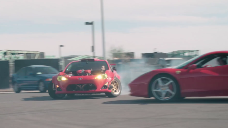 Watch Ryan Tuerck’s Ferrari-Engined Toyota GT86 Drift Circles Around an Actual Ferrari