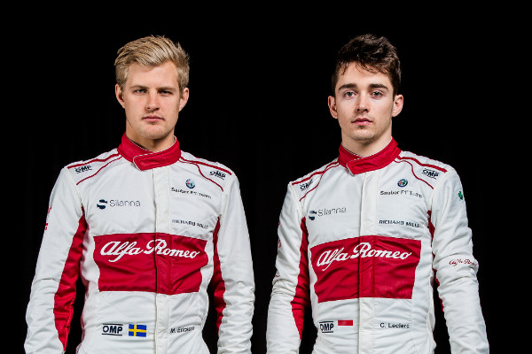 Marcus Ericsson of Sweden (left), Charles Leclerc of Monaco (right)