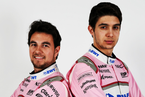 Sergio Perez of Mexico (left), Esteban Ocon of France (right)